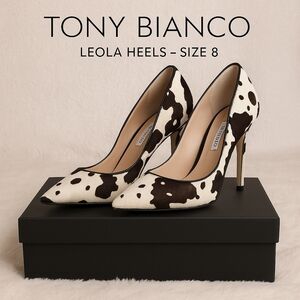 Tony Bianco Leola Heels – Black/White Pony Hair – Size 8